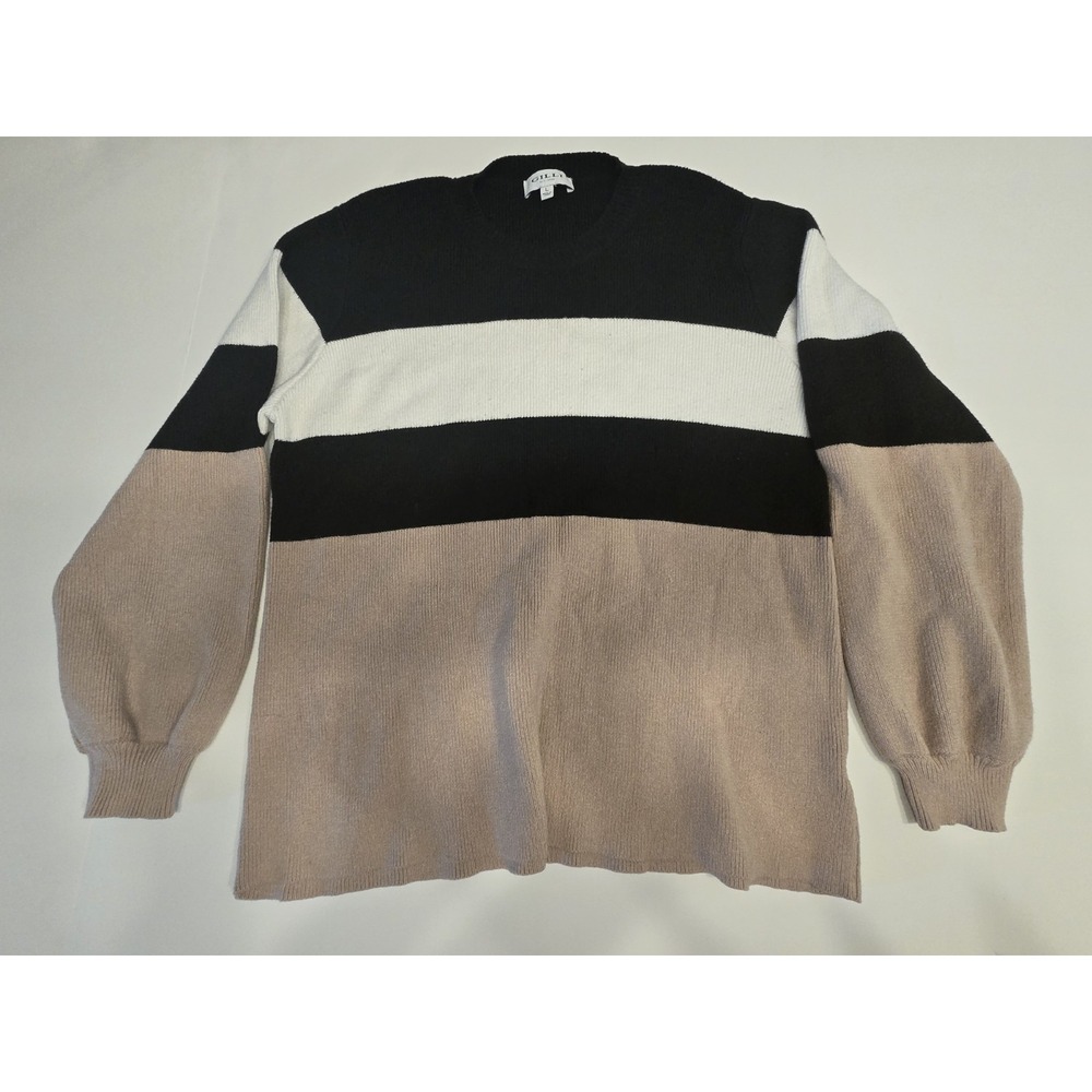 Gilli‎ Womens Black Tan White Long Sleeve Pullover Sweater Size Large